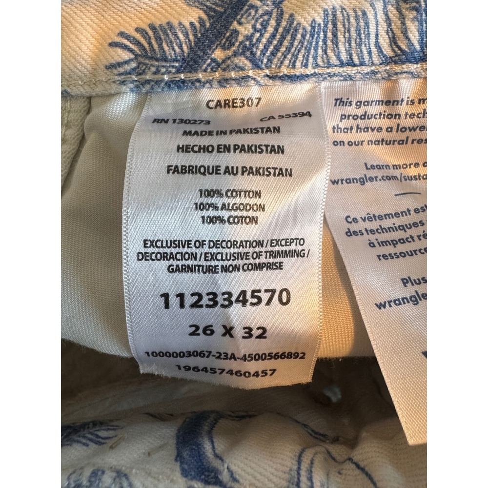 Wrangler Womens Blue White Nautical Toile Print High Rise Flare Jeans 26x32 - Picture 7 of 7